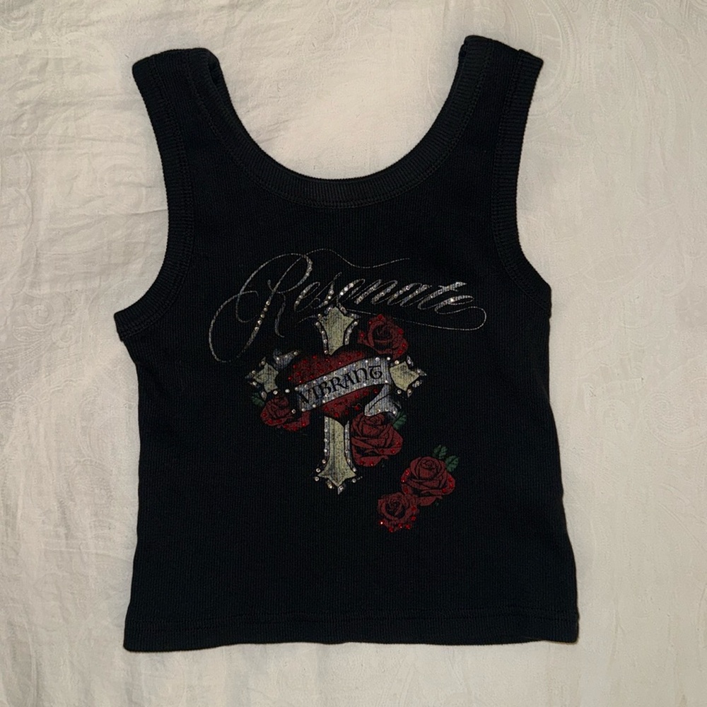 Gothic grunge cross rose tank
